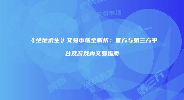 《绝地求生》交易市场全解析：官方与第三方平台及游戏内交易指南