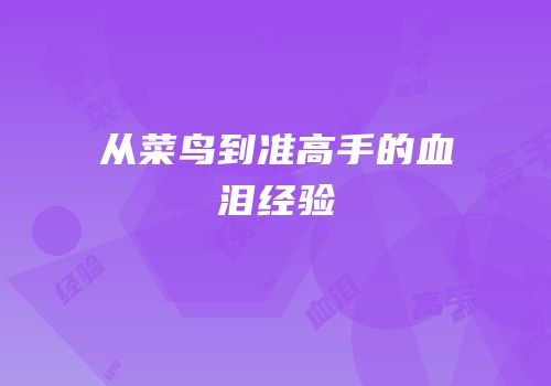从菜鸟到准高手的血泪经验