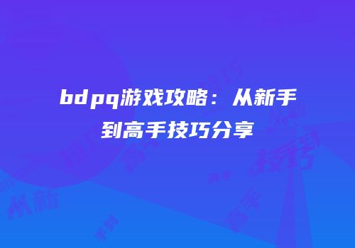 bdpq游戏攻略：从新手到高手技巧分享