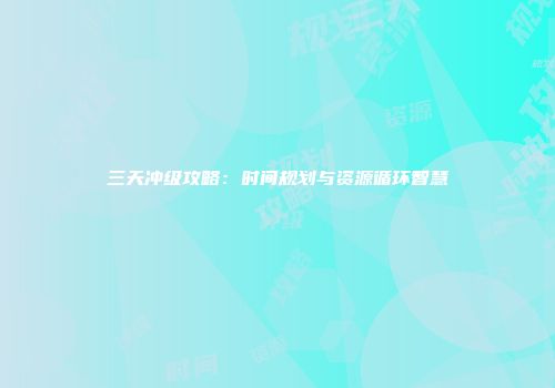 三天冲级攻略：时间规划与资源循环智慧