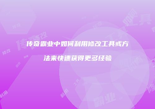传奇霸业中如何利用修改工具或方法来快速获得更多经验