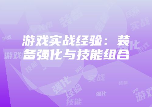 游戏实战经验：装备强化与技能组合