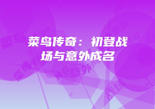 菜鸟传奇：初登战场与意外成名
