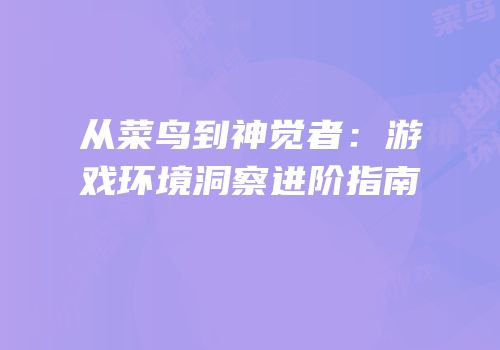 从菜鸟到神觉者：游戏环境洞察进阶指南