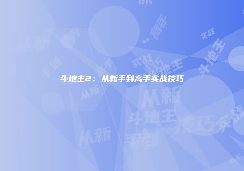 斗地主2：从新手到高手实战技巧