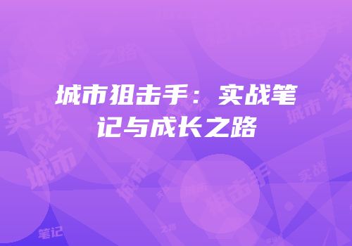 城市狙击手：实战笔记与成长之路