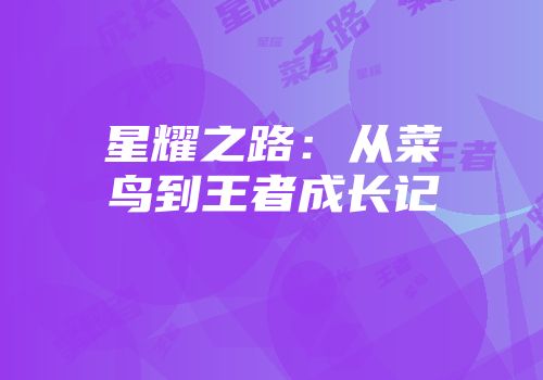 星耀之路：从菜鸟到王者成长记