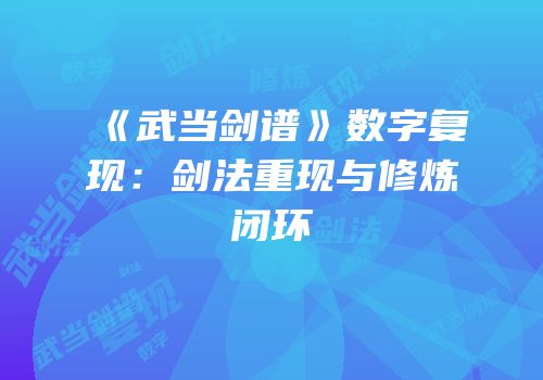 《武当剑谱》数字复现：剑法重现与修炼闭环