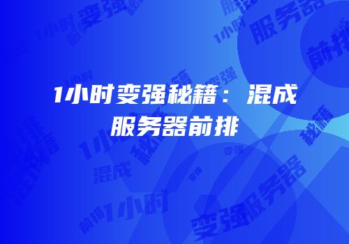 1小时变强秘籍：混成服务器前排