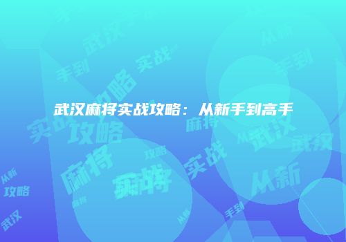 武汉麻将实战攻略：从新手到高手