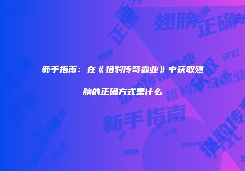 新手指南：在《猎豹传奇霸业》中获取翅膀的正确方式是什么