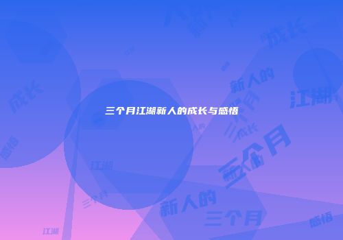 三个月江湖新人的成长与感悟