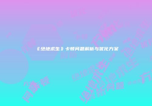 《绝地求生》卡顿问题解析与优化方案