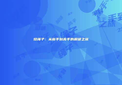 烧绳子：从新手到高手的解谜之旅