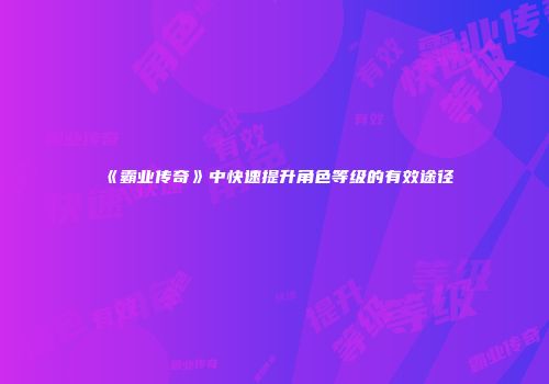 《霸业传奇》中快速提升角色等级的有效途径