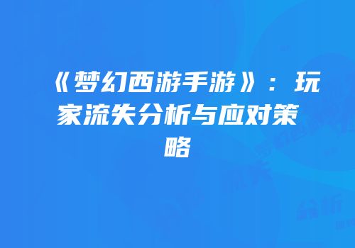 《梦幻西游手游》：玩家流失分析与应对策略