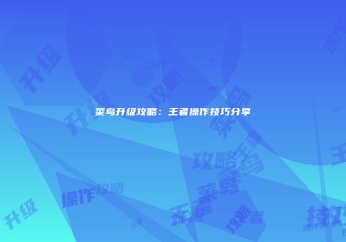菜鸟升级攻略：王者操作技巧分享