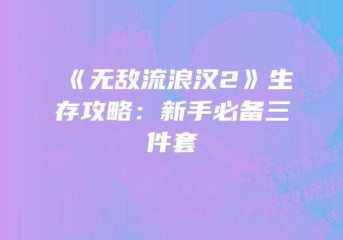 《无敌流浪汉2》生存攻略：新手必备三件套