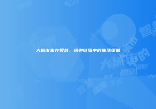 大城市生存智慧：规则缝隙中的生活策略