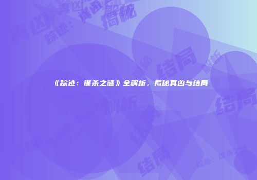 《踪迹：谋杀之谜》全解析，揭秘真凶与结局
