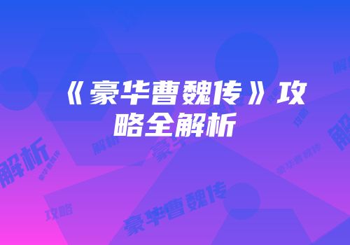 《豪华曹魏传》攻略全解析