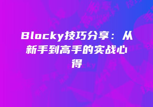 Blocky技巧分享：从新手到高手的实战心得