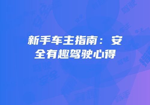 新手车主指南：安全有趣驾驶心得