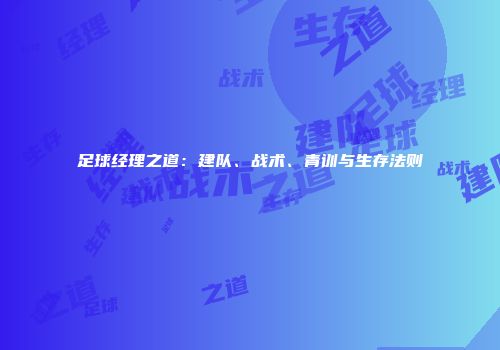 足球经理之道：建队、战术、青训与生存法则