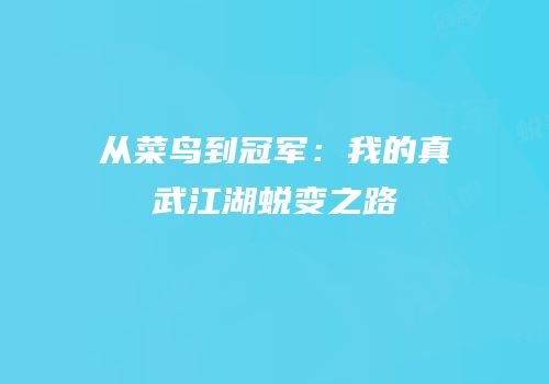 从菜鸟到冠军：我的真武江湖蜕变之路