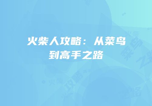 火柴人攻略：从菜鸟到高手之路