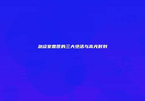 急诊室兽医的三大绝活与高光时刻