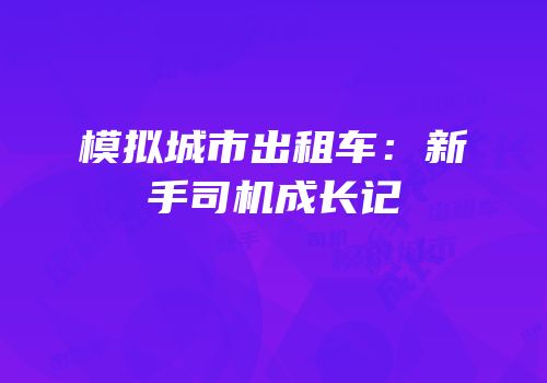 模拟城市出租车：新手司机成长记