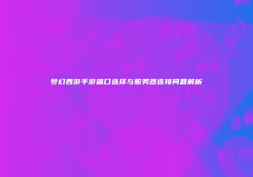 梦幻西游手游端口选择与服务器连接问题解析