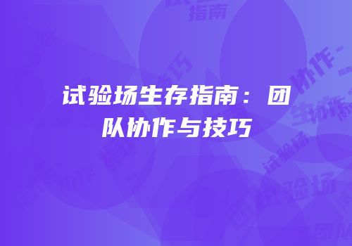 试验场生存指南：团队协作与技巧
