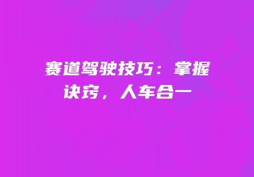 赛道驾驶技巧：掌握诀窍，人车合一