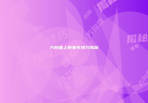 方向盘上的赛车技巧揭秘
