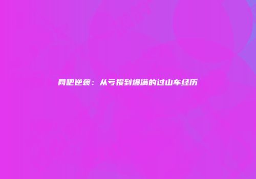 网吧逆袭：从亏损到爆满的过山车经历