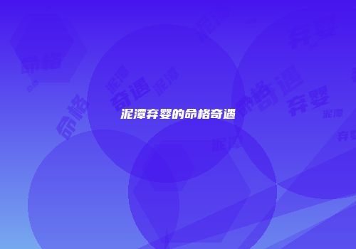 泥潭弃婴的命格奇遇