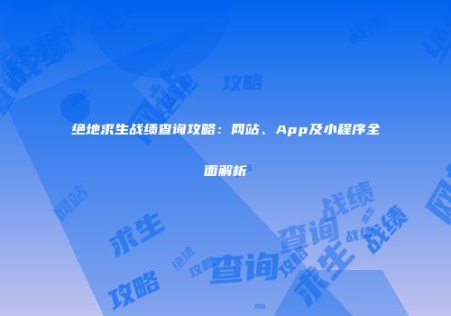 绝地求生战绩查询攻略：网站、App及小程序全面解析