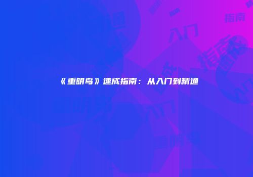 《重明鸟》速成指南：从入门到精通