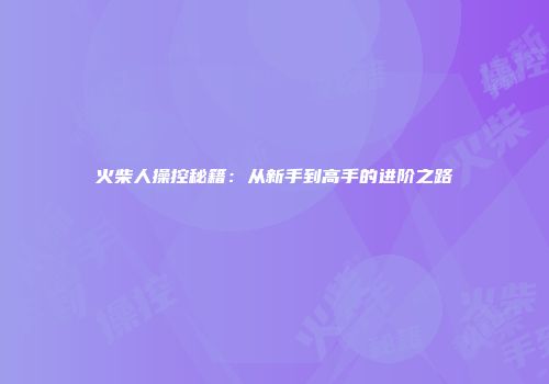 火柴人操控秘籍：从新手到高手的进阶之路