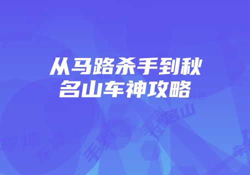 从马路杀手到秋名山车神攻略