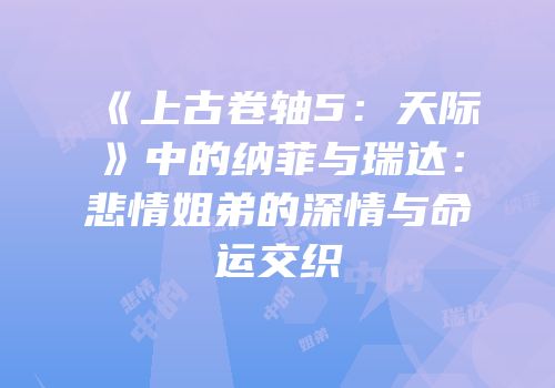 《上古卷轴5：天际》中的纳菲与瑞达：悲情姐弟的深情与命运交织
