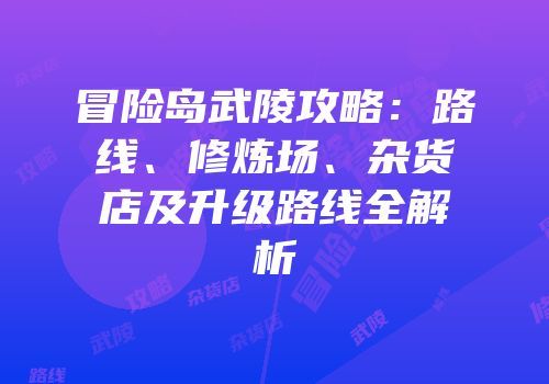 冒险岛武陵攻略：路线、修炼场、杂货店及升级路线全解析