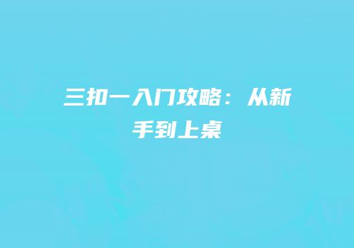 三扣一入门攻略：从新手到上桌