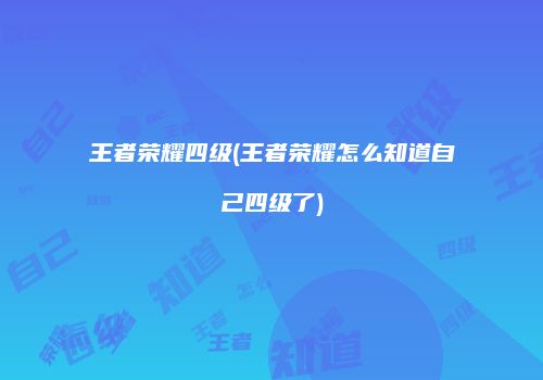 王者荣耀四级(王者荣耀怎么知道自己四级了)