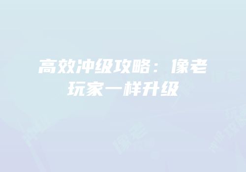 高效冲级攻略：像老玩家一样升级