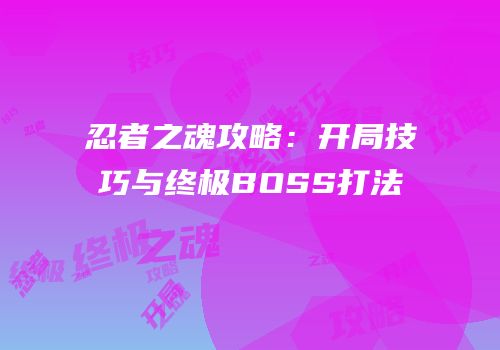 忍者之魂攻略：开局技巧与终极BOSS打法