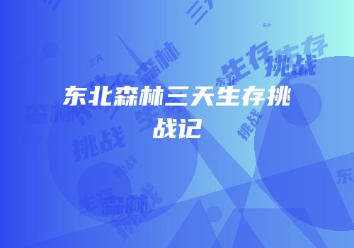 东北森林三天生存挑战记