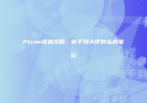 Pixaw速通攻略：新手到大佬的私房笔记